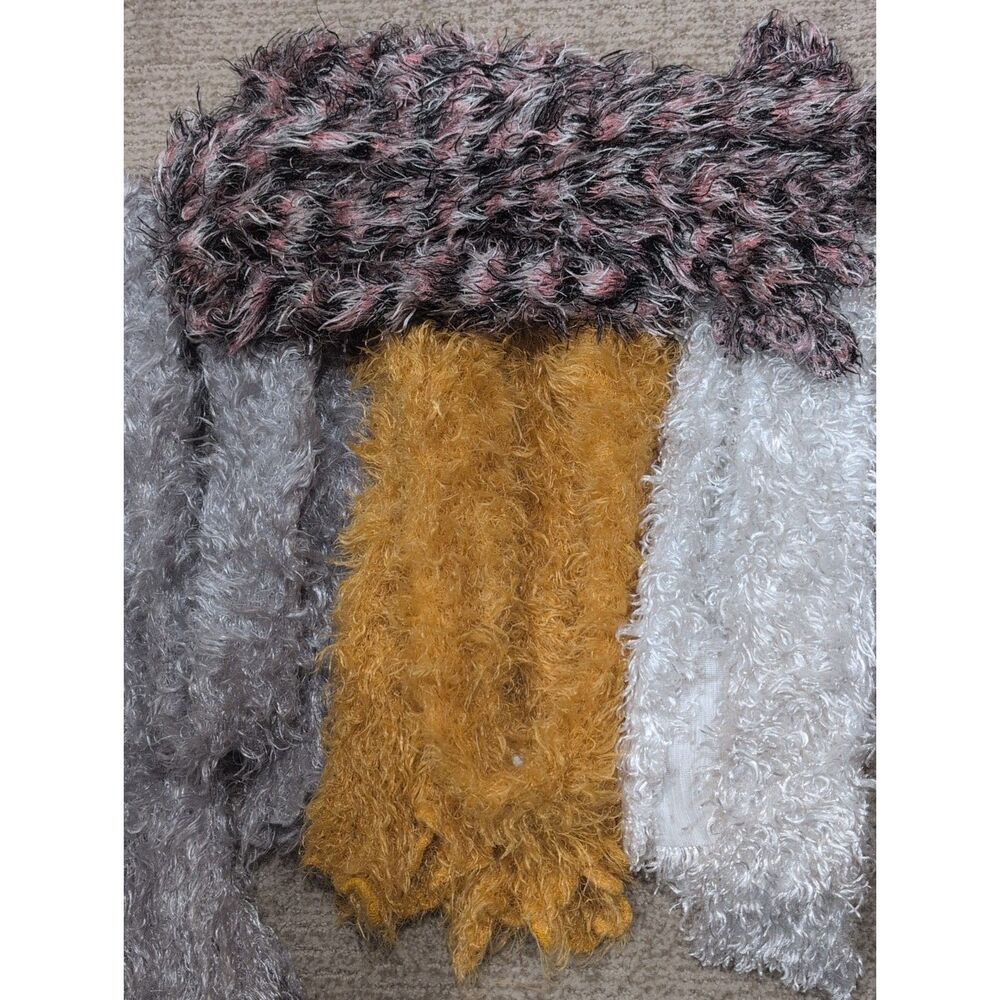 4 Fuzzy Eyelash Skinny Boa Scarf Scarves Gold, White, Silver, Multi